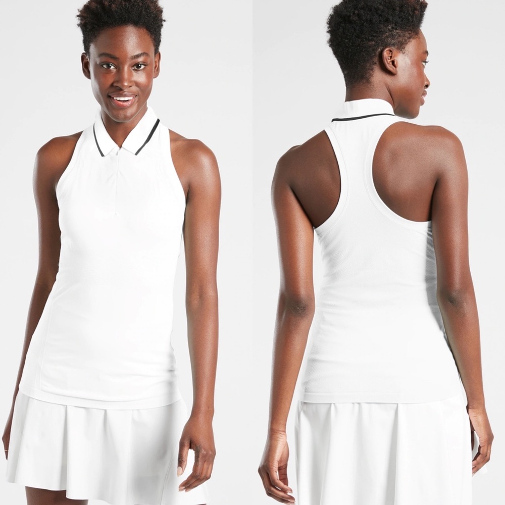Athleta White Sleeveless Polo Tank Top